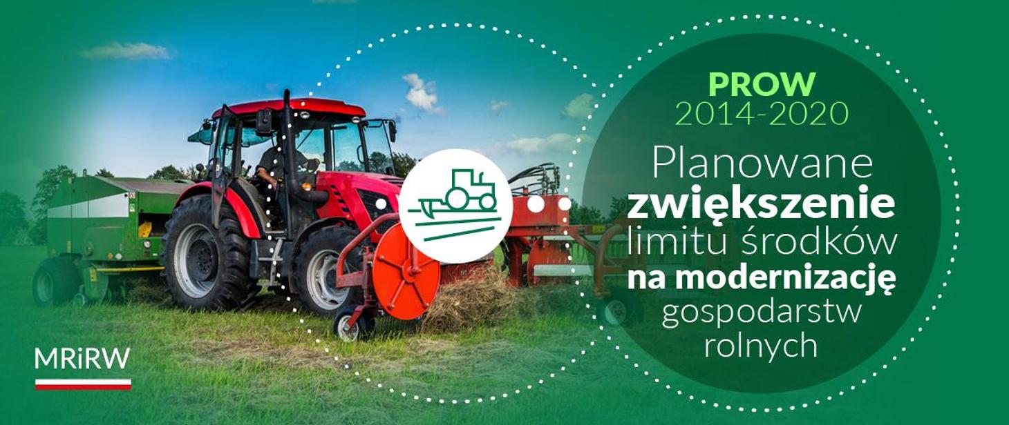 Limit środków na modernizację gospodarstw rolnych (obszar D) w ramach PROW 2014-2020 ma zostać zwiększony